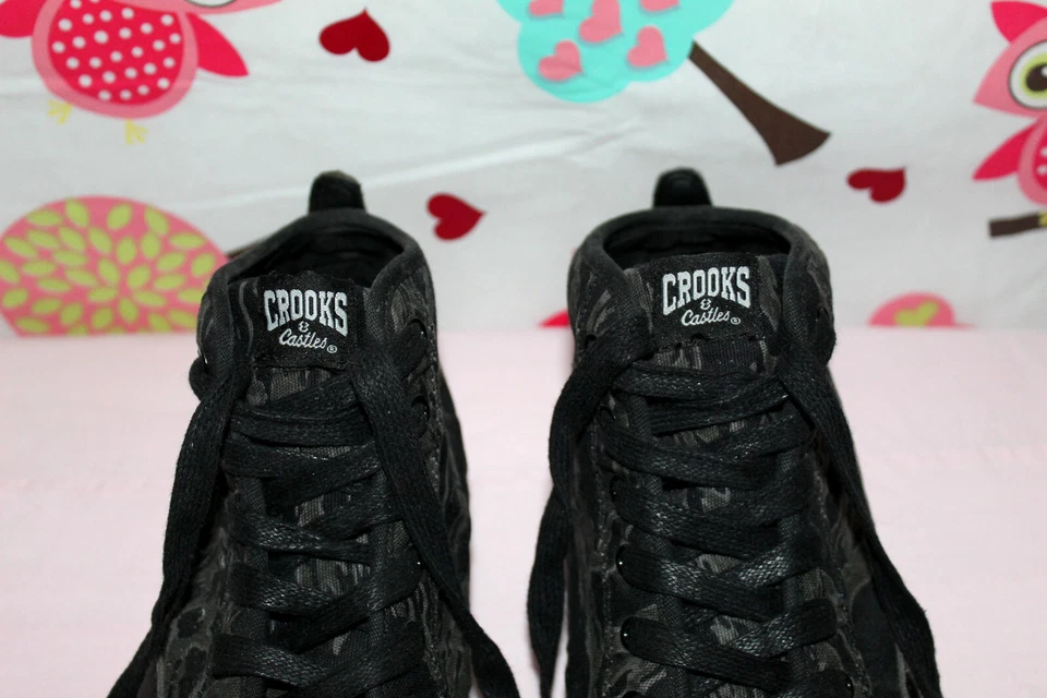 ZAPATOS DEPORTIVOS CROOKS & CASTLES AUTÉNTICOS RAROS PARA HOMBRE 9 CAMUFLAJE MEDIO TOP  Foto 3 de 4