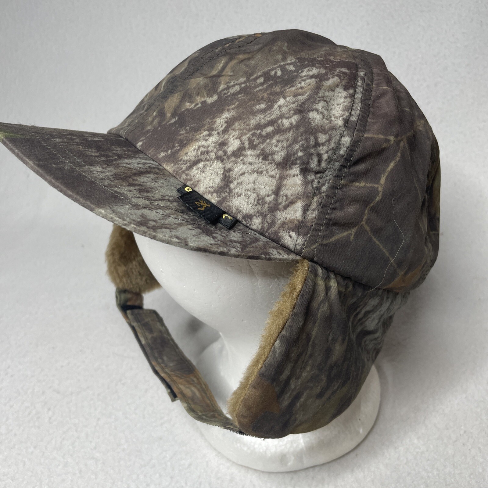 Camo Browning Thinsulate Lined Duck Trapper Hunting Cap Winter Hat