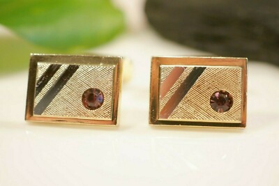 Original Vintage Eloxal Manschettenknöpfe Cufflinks Gold Silber Violett Lila  