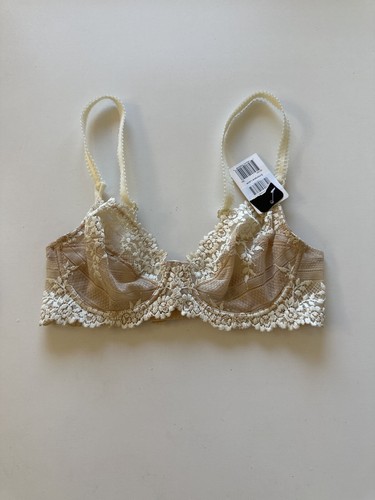 NWT! Wacoal Women's Sz 32B Embrace Lace Embroidered Underwire Bra 65191 Sand - Picture 2 of 7