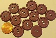 12 Matte Dark Reddish Brown Plastic Sew-through 2-hole Buttons 3/4" 19mm 10217
