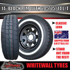 <!--F#f_0-->14X6 Black HQ Holden Sunraysia Rim & 205/75R14C Whitewall Tyre Trailer Caravan<!--F/-->