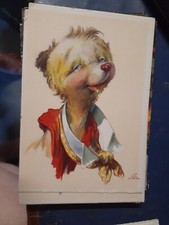 vintage postcard not used czech artist dog