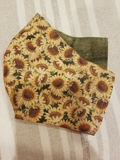 Reversible Adult sunflower mask w/ nose wire,elastic, filter pocket 100 cotton