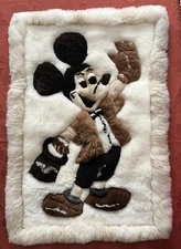 OOAK MICKEY MOUSE 100% Alpaca Fur Soft Tapestry, Wall Hanging Made In Peru NEW
