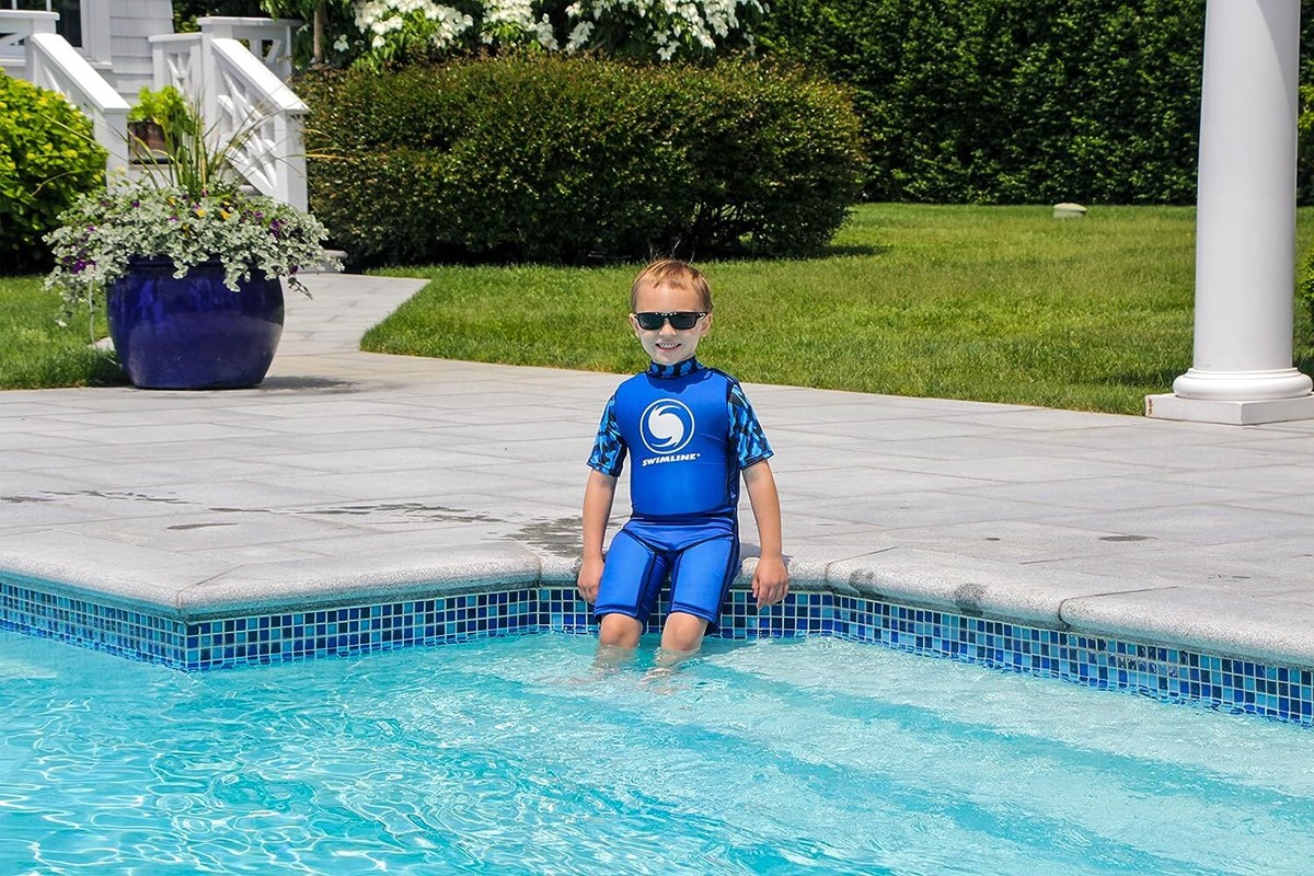 Swimline Lycra Floating Swim Trainer Suit, Boys Blue Medium