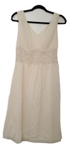 Vintage 1960s Beige Sheer Lace Unbranded Full Length Nightgown Lingerie VGUC