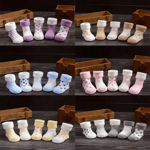 Baby SOCKS Girls Unisex BED Boys Toddler of Warm Non 5 PAIRS Cosy Slip - Picture 1 of 28