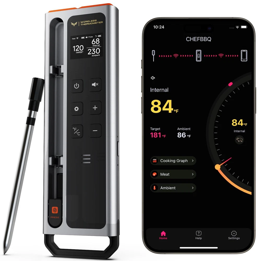 Meat Thermometer Digital Wireless, 800FT Long Range Bluetooth Cooking Thermom...