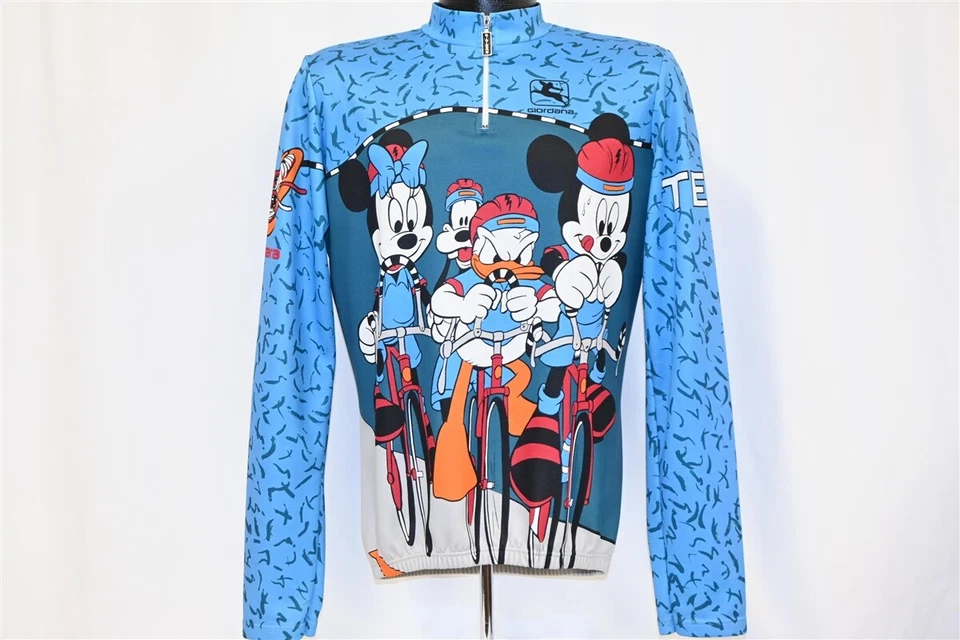 CAMISETA DE CICLISMO VINTAGE AÑOS 90 GIORDANA DISNEY MICKEY MINNIE GOOFY DONALD CREMALLERA L Foto 2 de 4