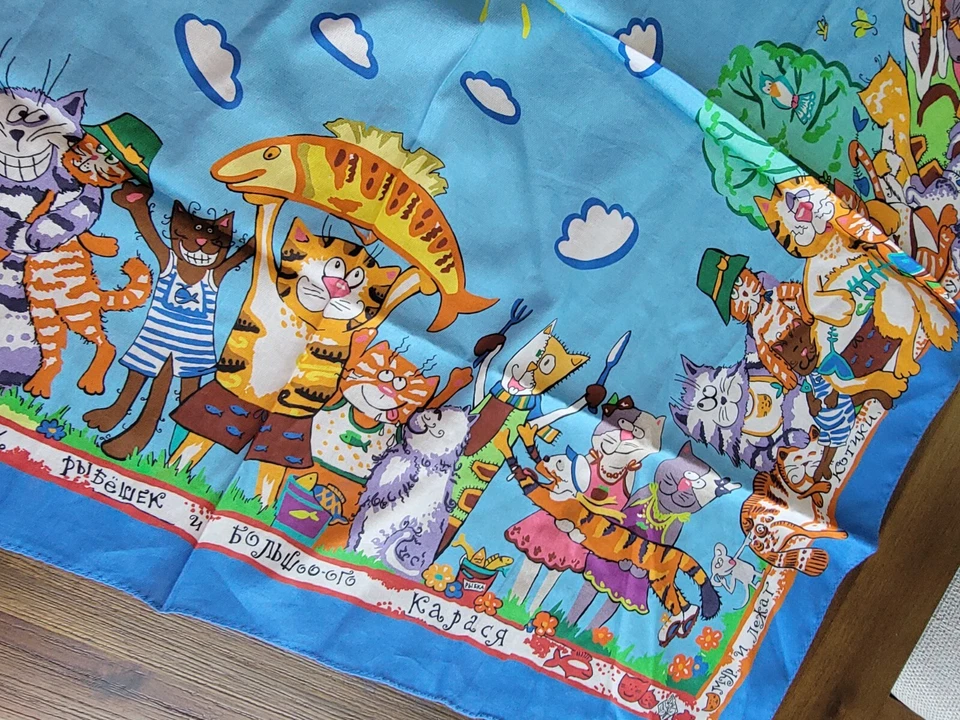  Pavlovo Posad 100% 纯棉头巾斜纹围巾披肩幼稚裹身 — 第 3/4 张图片