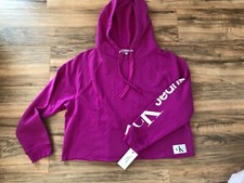 CALVIN KLEIN Jeans Women s Sweatshirt Big CK LOGO Fleece Cropped 49.50 size L