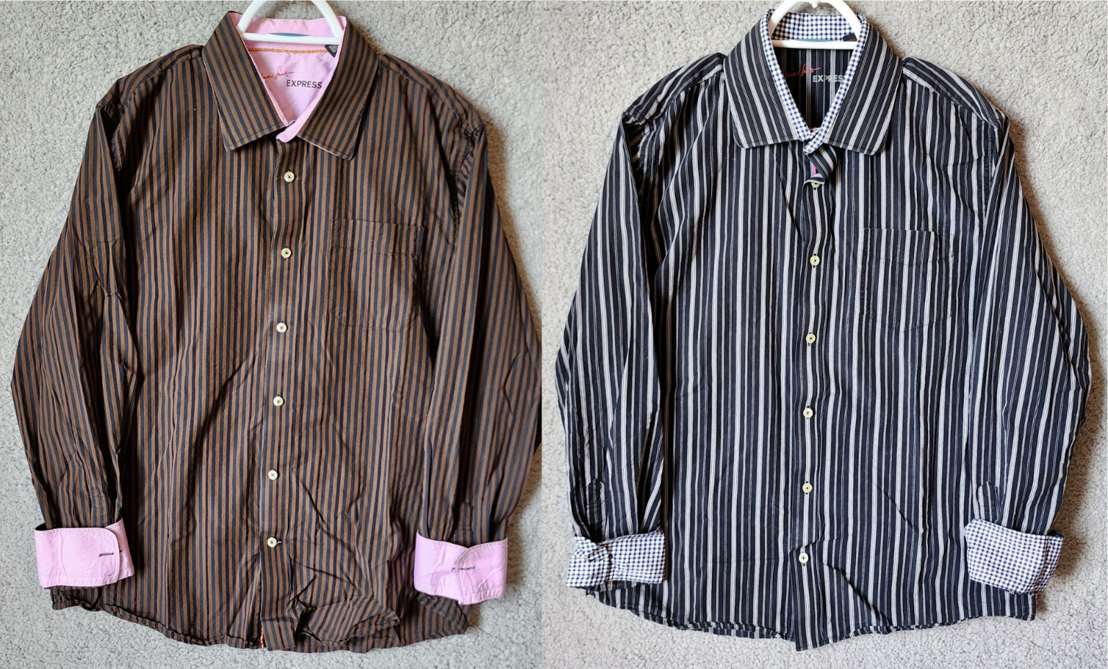 x2 Express Arnold Stuart Striped Button Up Long S… - image 1