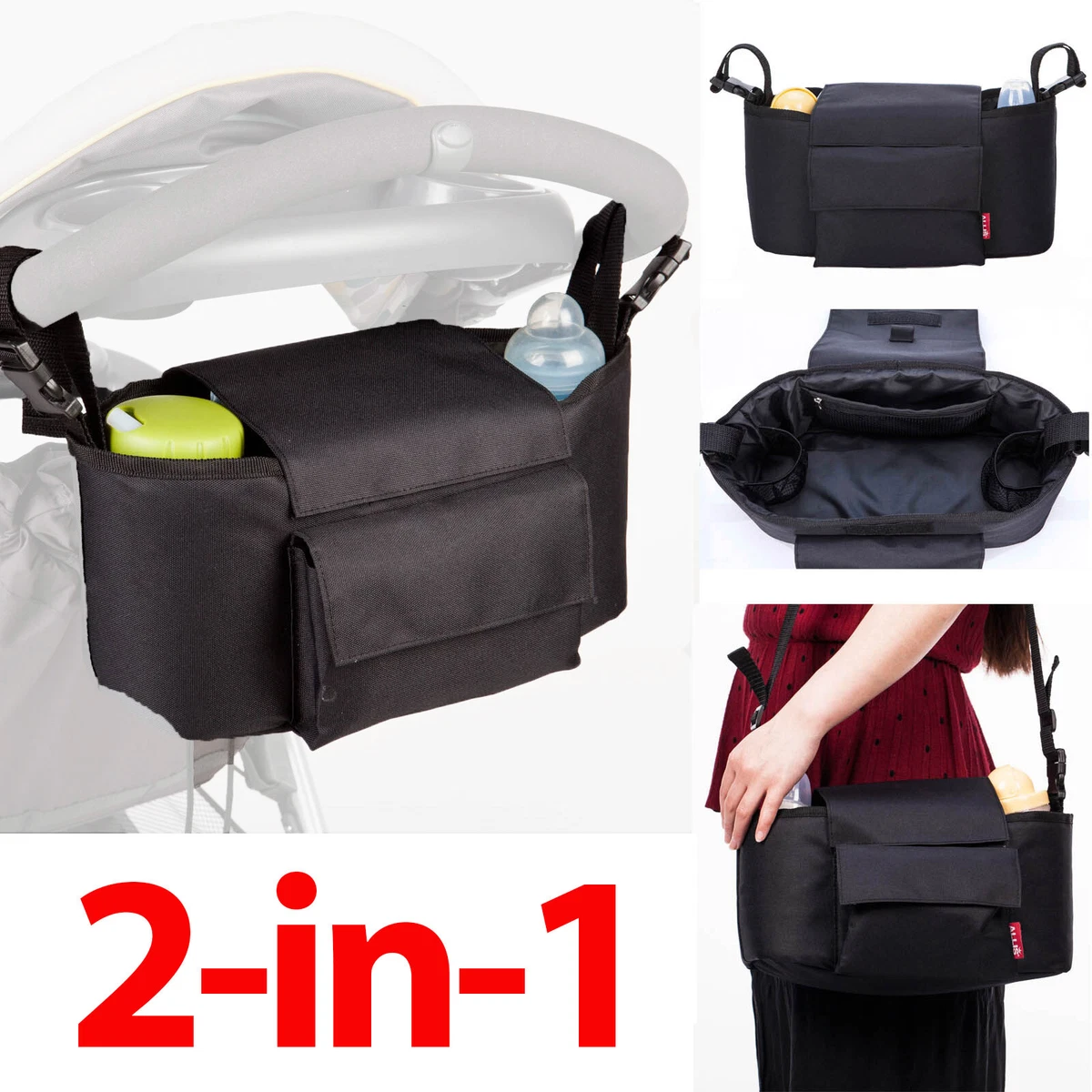 Pram top bag organiser