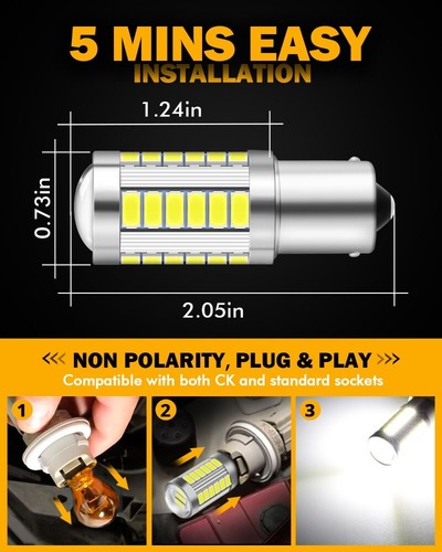 1156 BA15S AUXBEAM LED cola reversa señal de giro lámpara bombilla roja/blanca/ámbar - Imagen 5 de 21