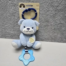 Carter's Rattle Teether Plush Dog Blue Soft Chime & Chew Shower Gift Baby Boy