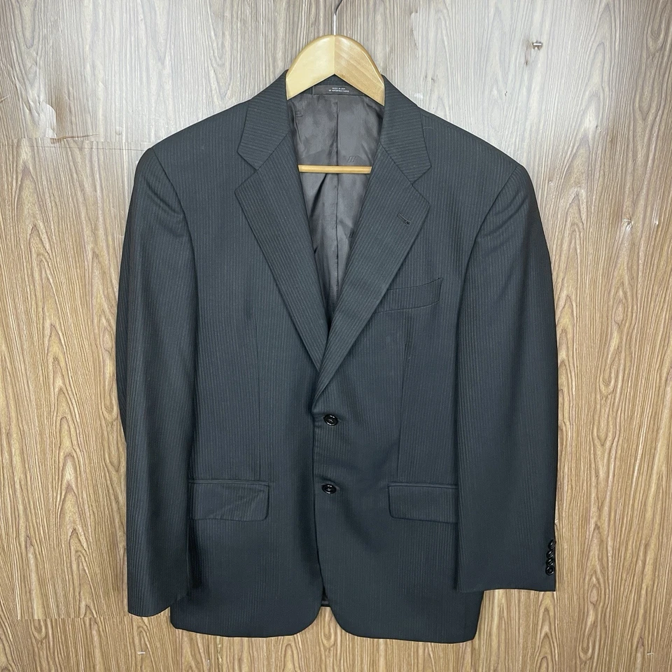 Traje Joseph Abboud 2 Piezas Para Hombre 38S 32x28 Marrón Rayas Lana Doble Ventilación EE. UU. Foto 3 de 4