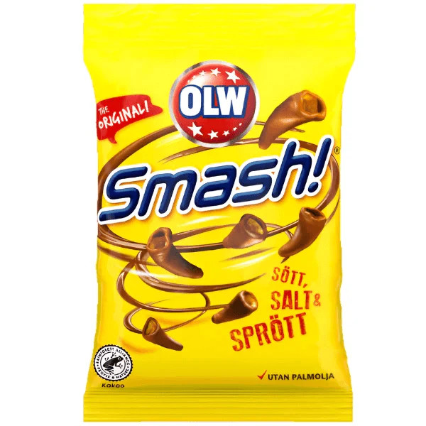 OLW Smash Chocolate Covered Corn Snacks 100g Norwegian Crisps