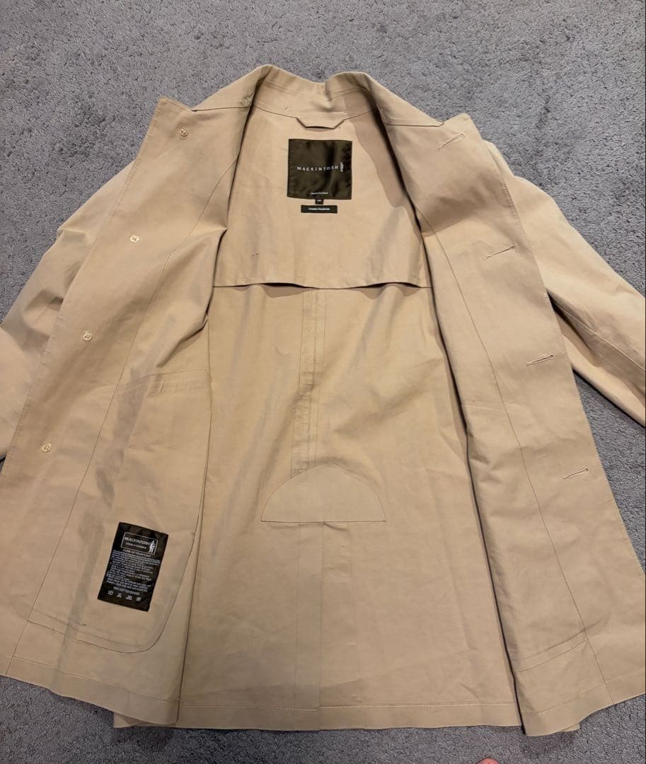 Mackintosh Bonded Cotton Rubberized Car Coat Beige Mens Size 40 Made in Scotland - second product detail image