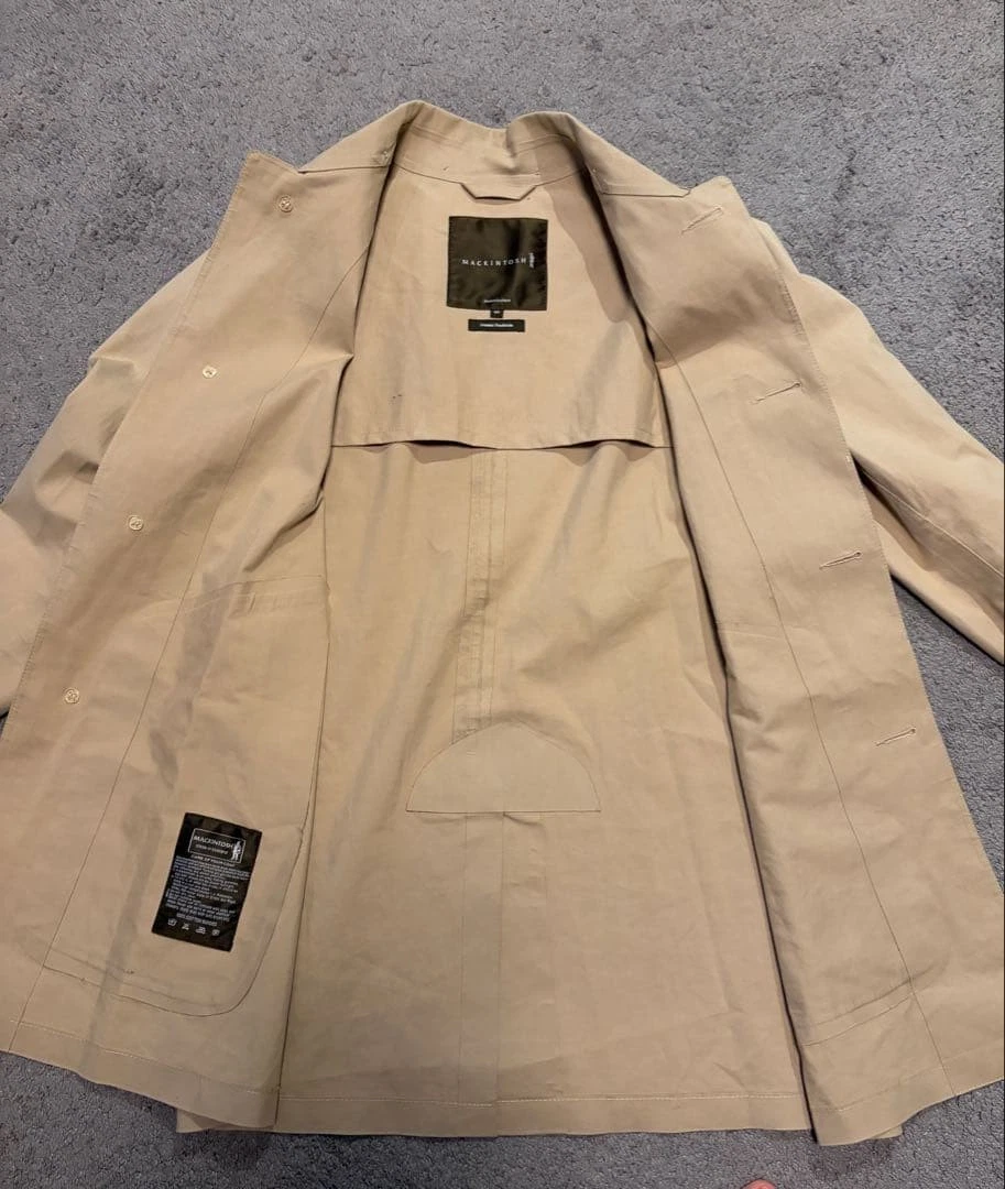 Mackintosh Bonded Cotton Rubberized Car Coat Beige Mens Size 40 Made in Scotland image 2