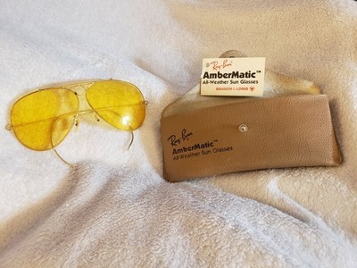 1960's VINTAGE BAUSCH & LOMB RAY-BAN ALL-WEATHER AMBERMATIC