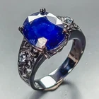 Fine Art 7 ct+   Blue Sapphire Ring 925 Sterling Silver Size 8.75 /R467691