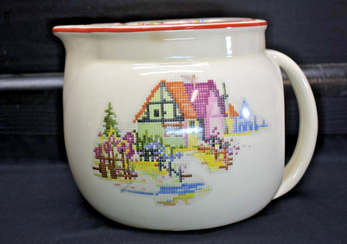 Crooksville Pottery Tea Pot -Pantry Bak-In Ware - Petit Point House Teapot (713) - Picture 2 of 16