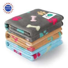 Fleece Pet Blanket Flannel Paw Printed Throw for Dog Cat 23x16 inch Pack Fluffy