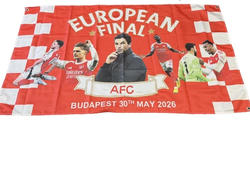 ARSENAL EUROPEAN FINAL 2026 5x3 FOOT FLAG FREE UK 48HR TRACKED POST