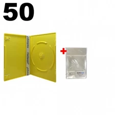 50 SLIM Solid Yellow Color Single DVD Cases 7MM & 100 OPP Bags