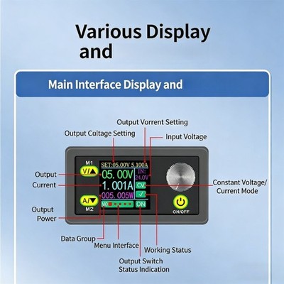 Digital Power Supply for Development Boards LCD Display Voltages Current Meter