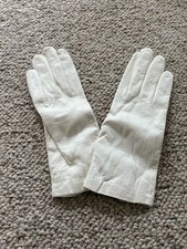 Vintage White Kid Leather Short Gloves Women s Pearl Button S