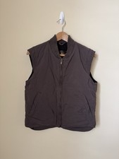 Loro Piana Nylon Quilted Vest Full Zip Cotton Cashmere Lined Grey Small