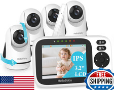 HelloBaby 3.2" Video Baby Monitor 4 Cams, No WiFi, Remote Pan/Tilt/Zoom, Night V