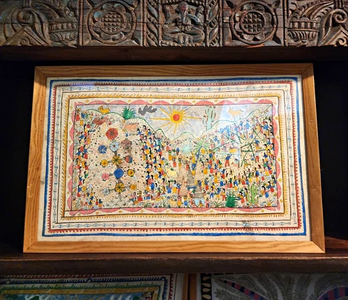 Javier Martinez Pedroso Mexican Folk Art Original Framed Signed Painting OOAK