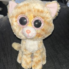 Ty Beanie Boo Tabitha Tabby Cat 6-inch Plush  with Pink Glitter Eyes No Tag 2014