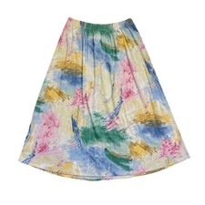 Vintage Abstract Paint Stroke Midi Skirt Artsy Boho Multi L whimsy art teacher