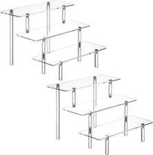2PCS Acrylic Display Risers, 3 Tier Clear Cupcake Stand Risers, Organizer for Pe