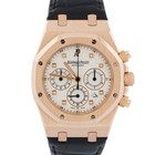 Audemars Piguet Royal Oak Chronograph WHITE 18k Rose Gold Leather 39mm 26022OR