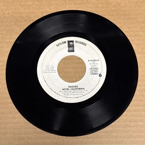 45 rpm Vintage 7” Vinyl Single Record Jukebox Eagles Hotel California Radio Copy