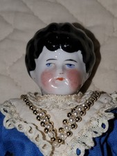 Antique German Hertwig 10" CHINA HEAD DOLL Original Body Nicely Dressed