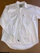 VINTAGE LEVI'S WESTERN SHIRT LONG SLEEVE WHITE MEN'S LARGE NICE 