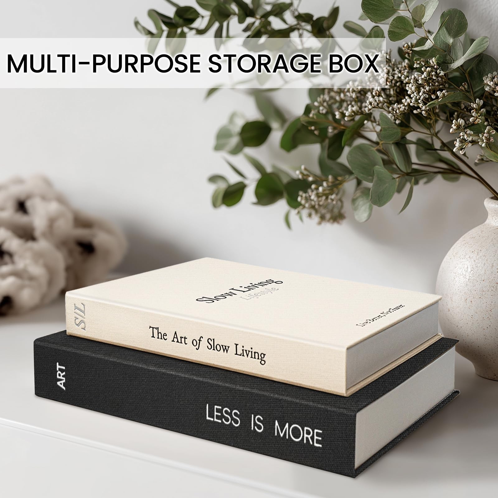 Minimalist Decorative Books - Fake Books Storage Box for Decoration - Set of ...