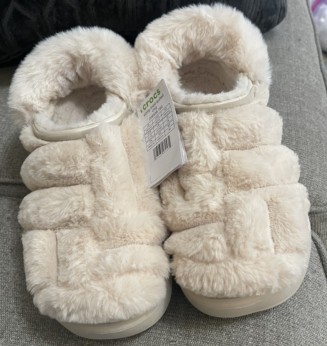 Unisex Crocs Stomp Quilted lined clog Ivory size Men 8 Women 10