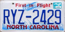 NORTH CAROLINA License Plate FIRST IN FLIGHT (RANDOM PLATE#)