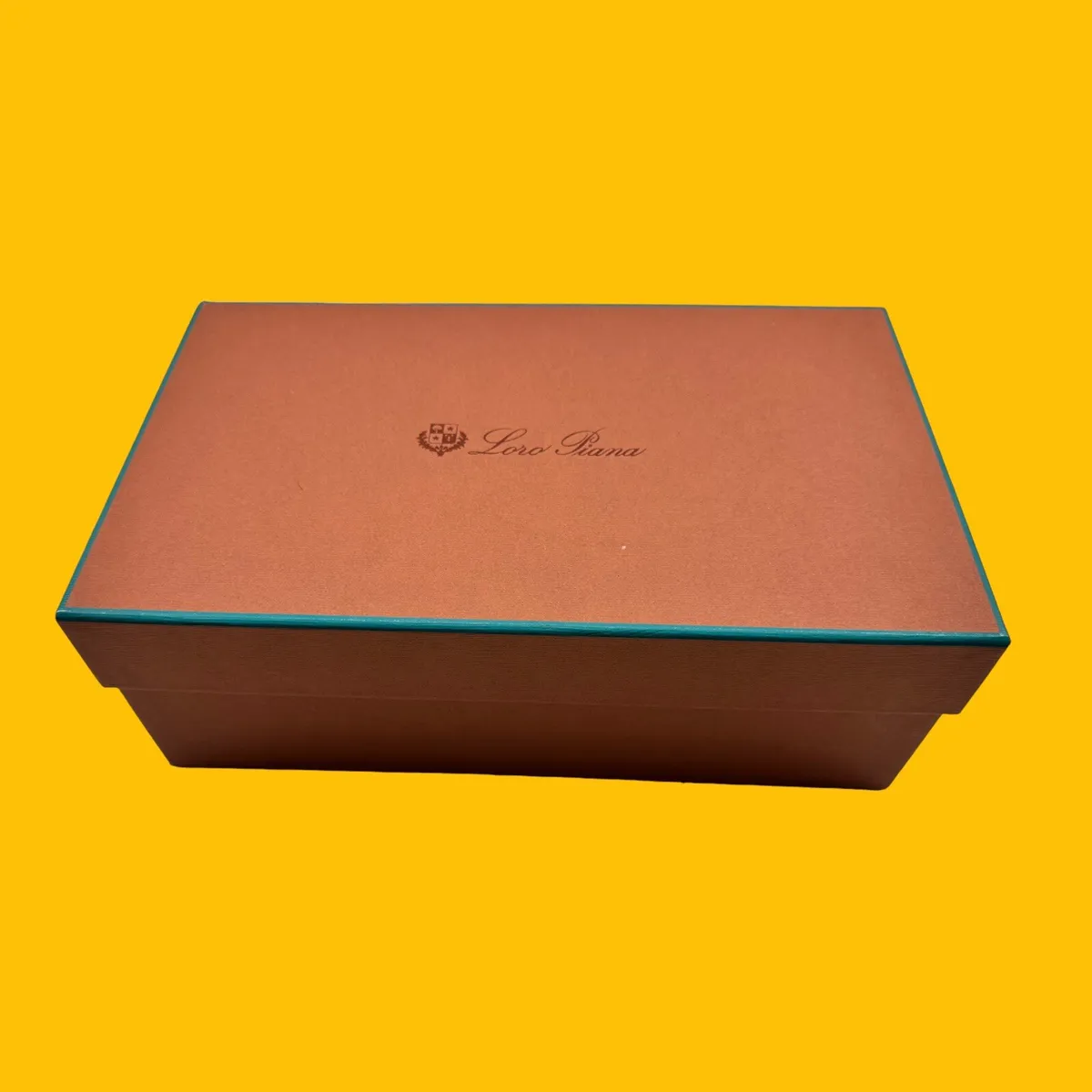 Authentic Loro Piana Empty Shoe Gift Storage Box w wooden Sphere Charm  7”x11”x4”