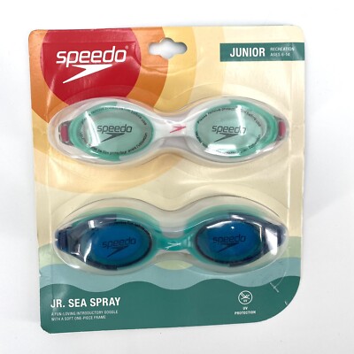 Speedo Junior Sea Spray Swim Goggles Ages 6-14 Non Latex Swim Pack Uv  Protect