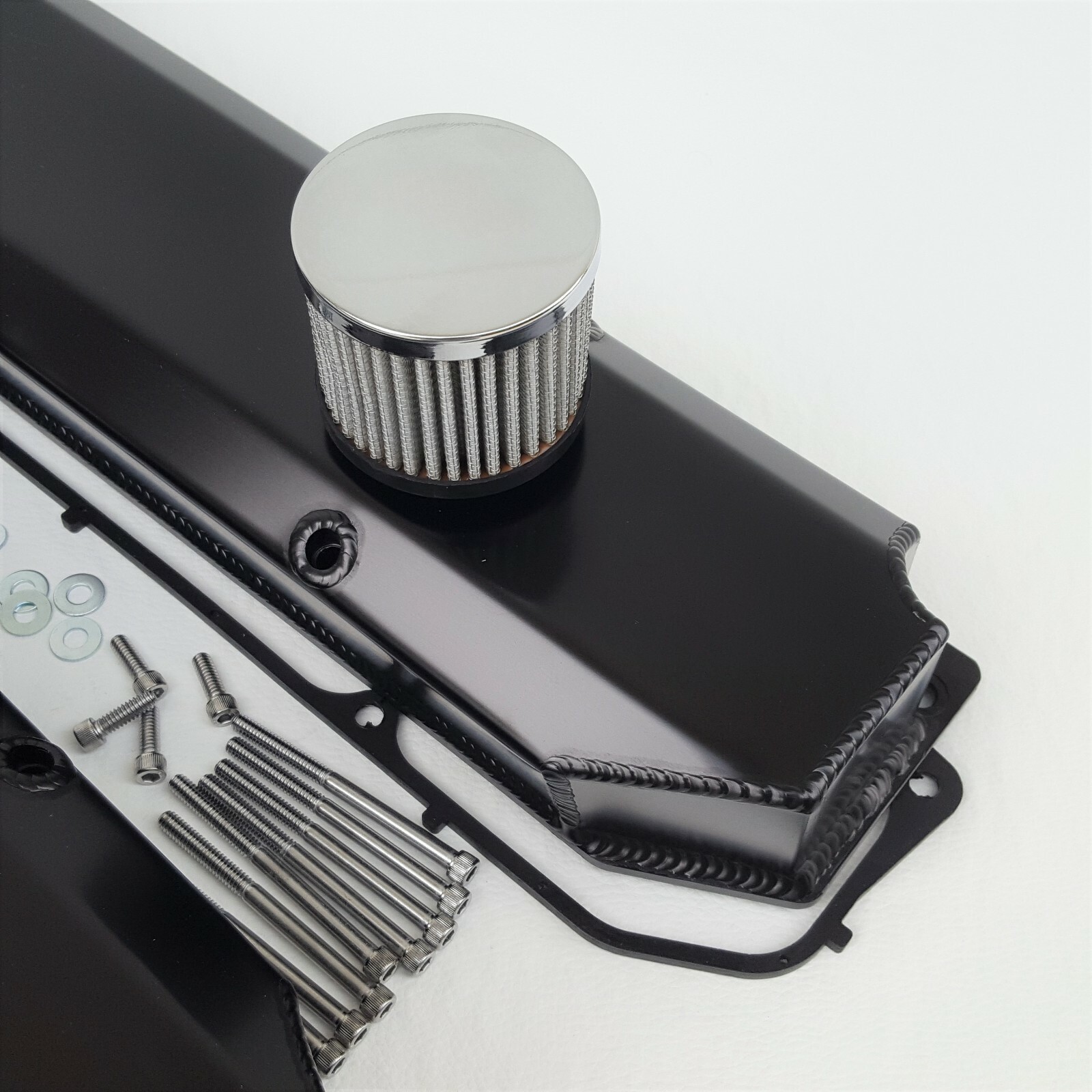 Fits Big Block Mopar Black Fabricated Aluminum Valve Covers Dodge 383