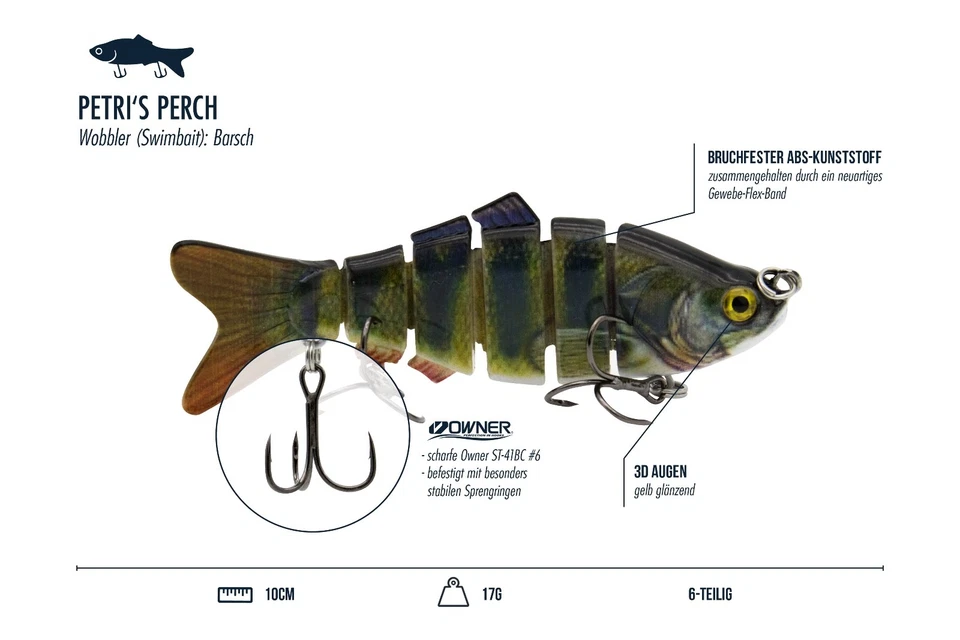 Hecht Wobbler Hardbait Kunstköder | 2er Set | 10cm 17g Barsch + Rotauge | Owner - Bild 2 von 4