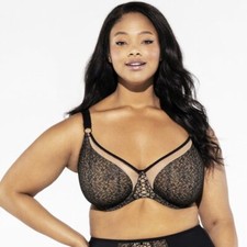 Elomi Sadie Underwire Balcony Bra EL4430 UK Sizes F-GG Black New w/ tags 69